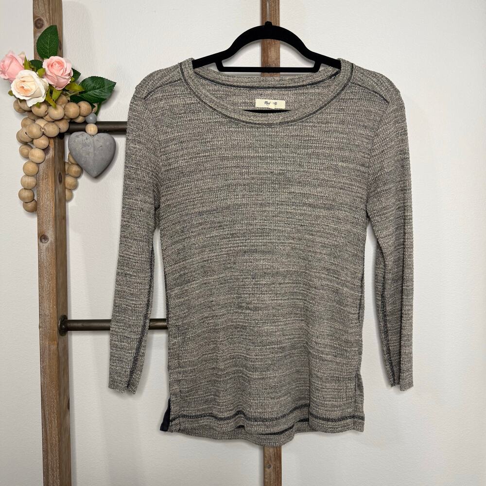 Madewell Thermal Side Button Rib Marbled Long Sleeve Size Medium‎
